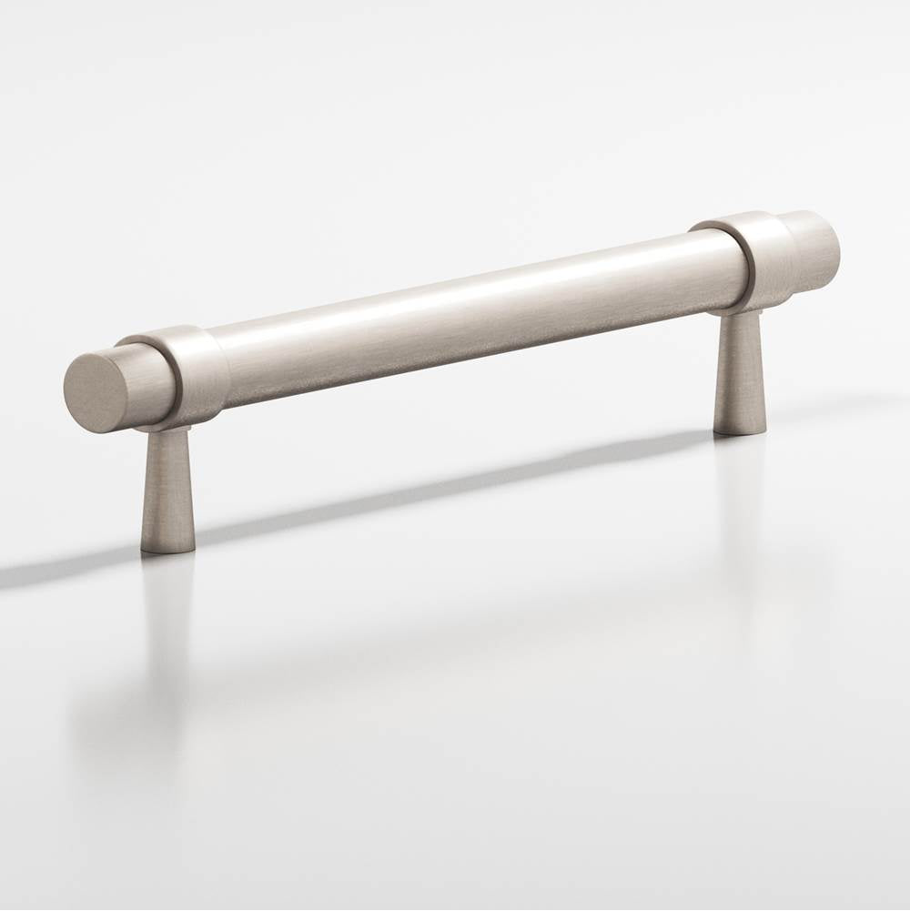 Colonial Bronze - 3.5'' center-to-center, 5'' overall, 0.46875'' diameter Round, collared Cabinet Pull with tapered posts hand finished in Matte Satin Nickel and Matte Satin Nickel - Matte Satin Nickel,Matte Satin Nickel