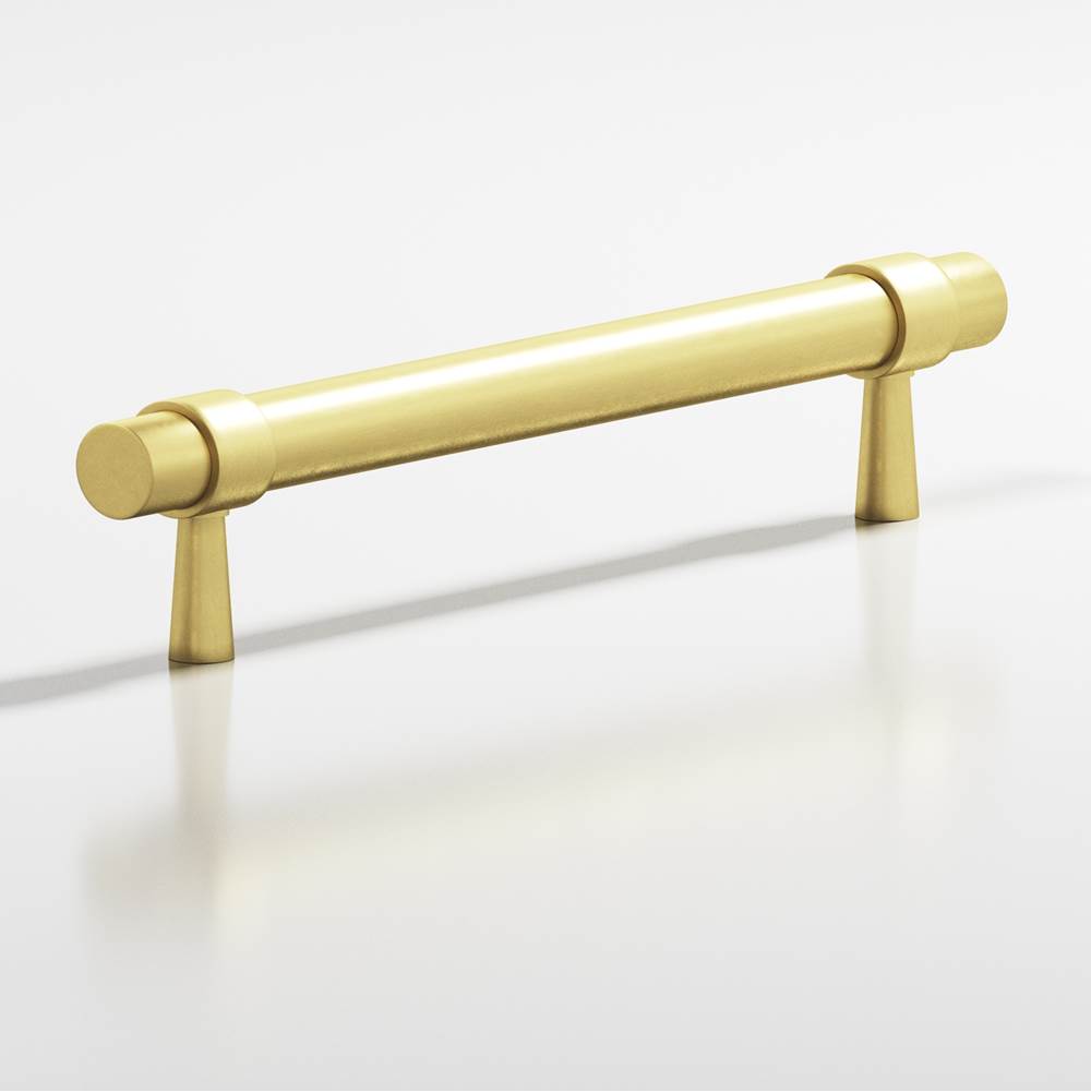 Colonial Bronze - 6'' center-to-center, 7.5'' overall, 0.46875'' diameter Round, collared Cabinet Pull, Door Pull with tapered posts hand finished in Matte Satin Brass and Matte Satin Brass - Matte Satin Brass,Matte Satin Brass