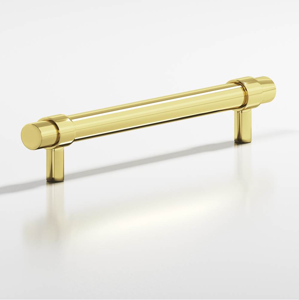 Colonial Bronze - 0.46875'' diameter custom length Round, collared Pull with straight posts hand finished in Polished Brass and Polished Brass - Polished Brass,Polished Brass