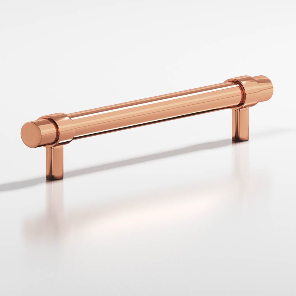 Colonial Bronze - 6'' center-to-center, 7.5'' overall, 0.46875'' diameter Round, collared Cabinet Pull with straight posts hand finished in Polished Copper and Polished Copper - Polished Copper,Polished Copper