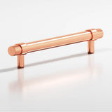 Colonial Bronze - 1'' diameter custom length Round, collared Pull with straight posts hand finished in Satin Copper and Satin Copper - Satin Copper,Satin Copper
