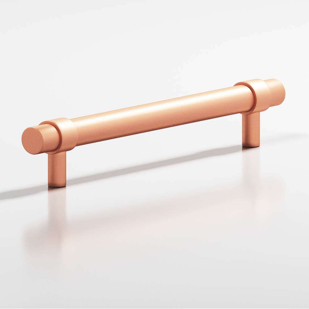 Colonial Bronze - 4'' center-to-center, 5.5'' overall, 0.46875'' diameter Round, collared Cabinet Pull with straight posts hand finished in Matte Satin Copper and Matte Satin Copper - Matte Satin Copper,Matte Satin Copper
