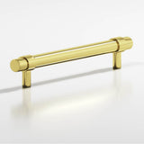 Colonial Bronze - 8'' center-to-center, 10'' overall, 0.75'' diameter Round, collared Cabinet Pull, Appliance Pull, Door Pull, Shower Door Pull with straight posts hand finished in Unlacquered Polished Brass and Unlacquered Polished Brass - Unlacquered Polished Brass,Unlacquered Polished Brass