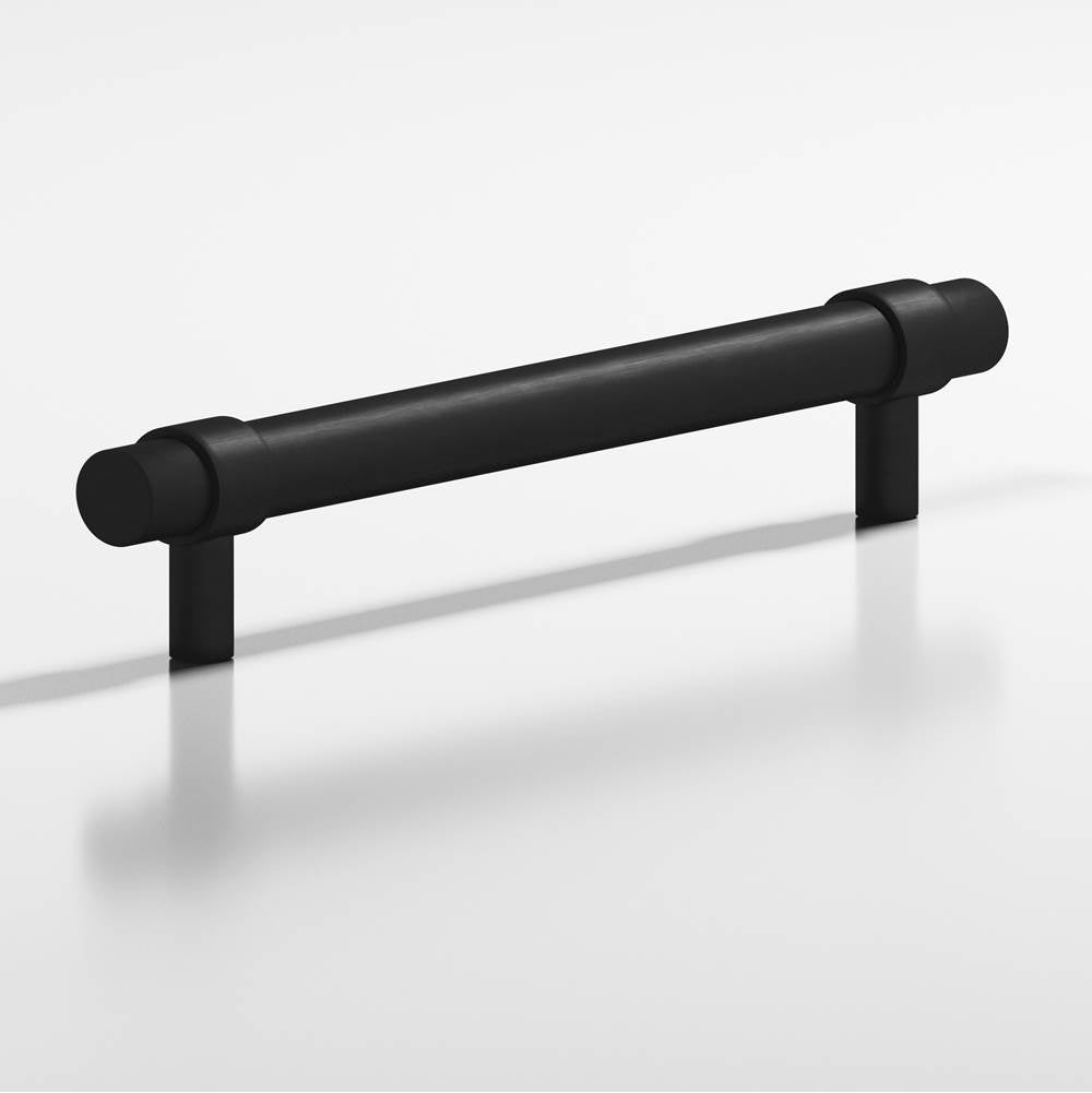 Colonial Bronze - 8'' center-to-center, 9.5'' overall, 0.625'' diameter Round, collared Cabinet Pull, Appliance Pull, Door Pull with straight posts hand finished in Matte Satin Black and Matte Satin Black - Matte Satin Black,Matte Satin Black
