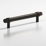 Colonial Bronze - 5'' center-to-center, 6.5'' overall, 0.46875'' diameter Round, collared Cabinet Pull with straight posts hand finished in Dark Statuary Bronze and Dark Statuary Bronze - Dark Statuary Bronze,Dark Statuary Bronze
