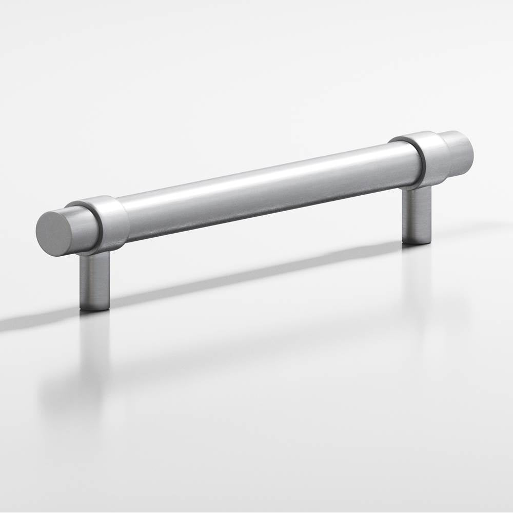 Colonial Bronze - 18'' center-to-center, 20'' overall, 1'' diameter Round, collared Appliance Pull, Door Pull, Shower Door Pull with straight posts hand finished in Matte Satin Chrome and Matte Satin Chrome - Matte Satin Chrome,Matte Satin Chrome