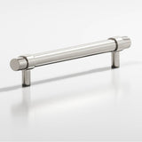 Colonial Bronze - 10'' center-to-center, 11.5'' overall, 0.625'' diameter Round, collared Cabinet Pull, Appliance Pull, Door Pull with straight posts hand finished in Satin Nickel and Satin Nickel - Satin Nickel,Satin Nickel