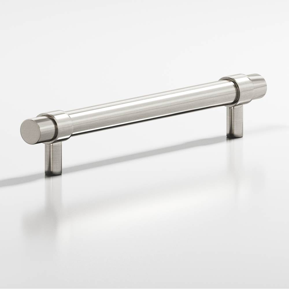 Colonial Bronze - 12'' center-to-center, 14'' overall, 0.75'' diameter Round, collared Cabinet Pull, Appliance Pull, Door Pull, Shower Door Pull with straight posts hand finished in Satin Nickel and Satin Nickel - Satin Nickel,Satin Nickel