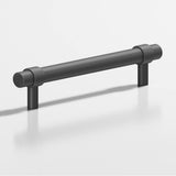 Colonial Bronze - 4'' center-to-center, 5.5'' overall, 0.46875'' diameter Round, collared Cabinet Pull with straight posts hand finished in Matte Graphite and Matte Graphite - Matte Graphite,Matte Graphite