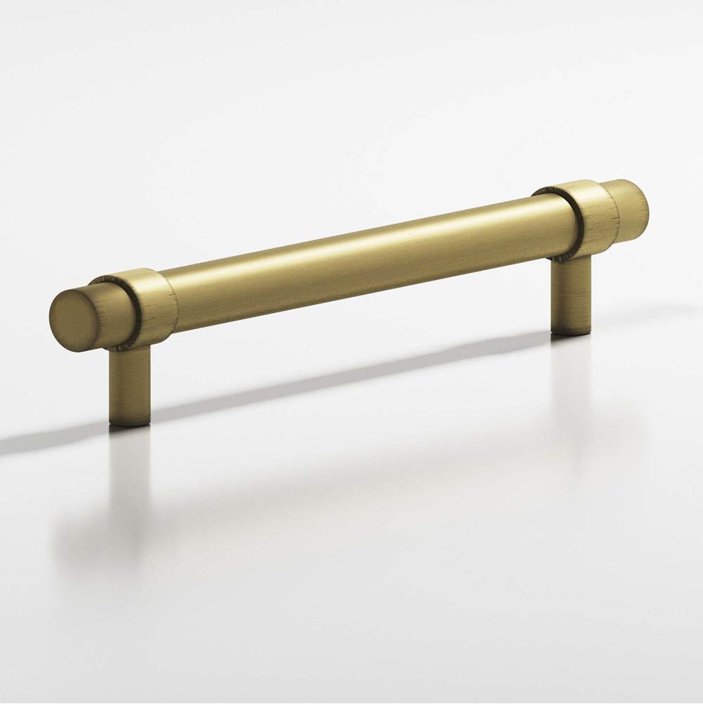 Colonial Bronze - 8'' center-to-center, 10'' overall, 1'' diameter Round, collared Appliance Pull, Door Pull, Shower Door Pull with straight posts hand finished in Matte Antique Satin Brass and Matte Antique Satin Brass - Matte Antique Satin Brass,Matte Antique Satin Brass