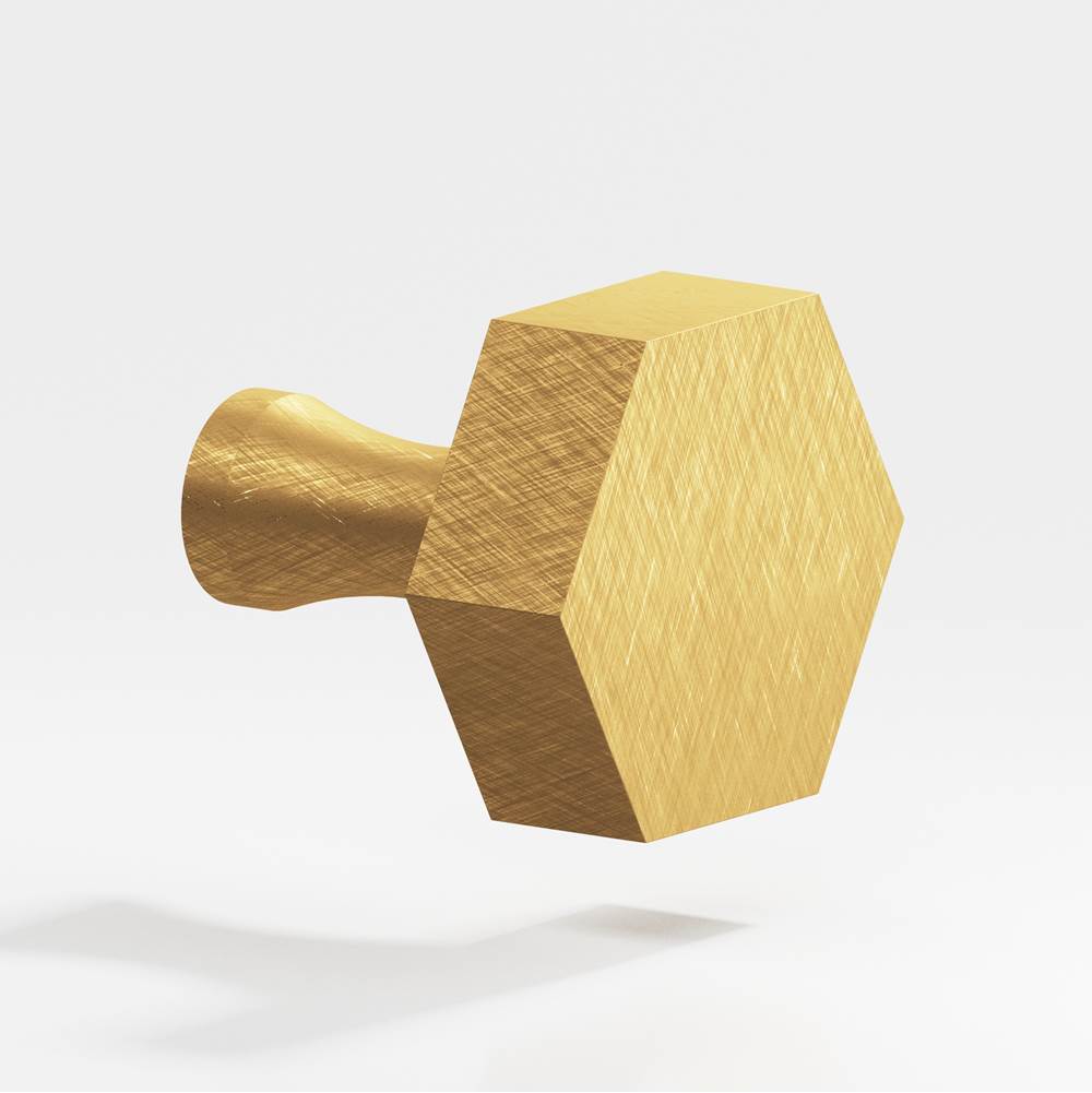 Colonial Bronze - 1'' Hexagonal Cabinet Knob with flared post hand finished in Weathered Brass - Weathered Brass
