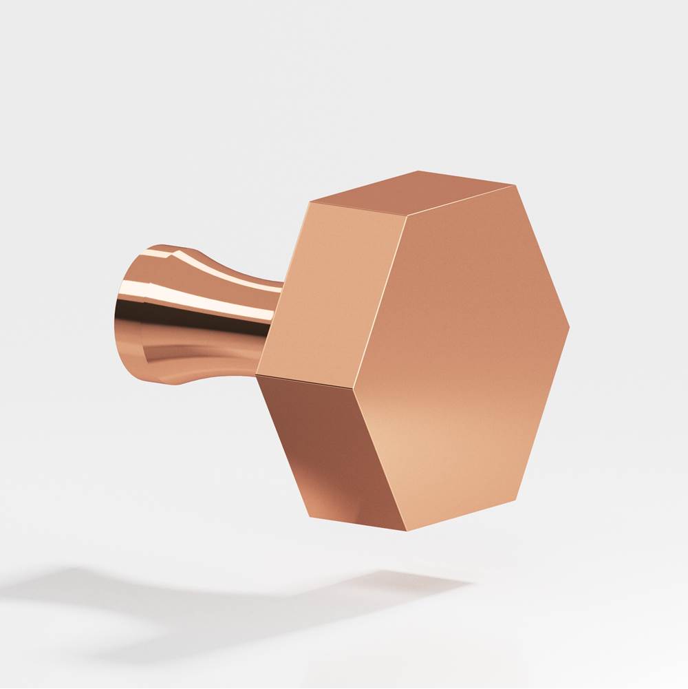 Colonial Bronze - 1'' Hexagonal Cabinet Knob with flared post hand finished in Polished Copper - Polished Copper