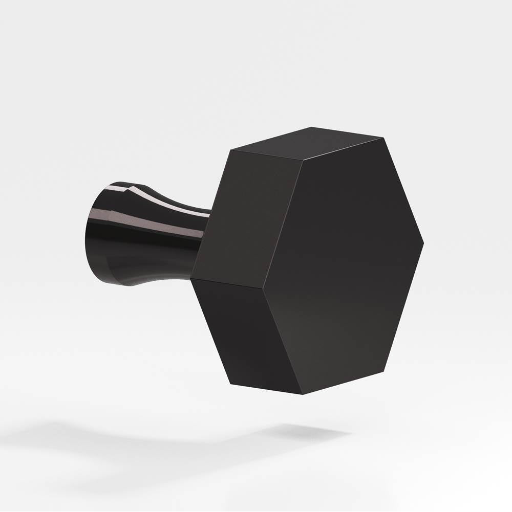 Colonial Bronze - 1.5'' Hexagonal Cabinet Knob with flared post hand finished in Satin Black - Satin Black