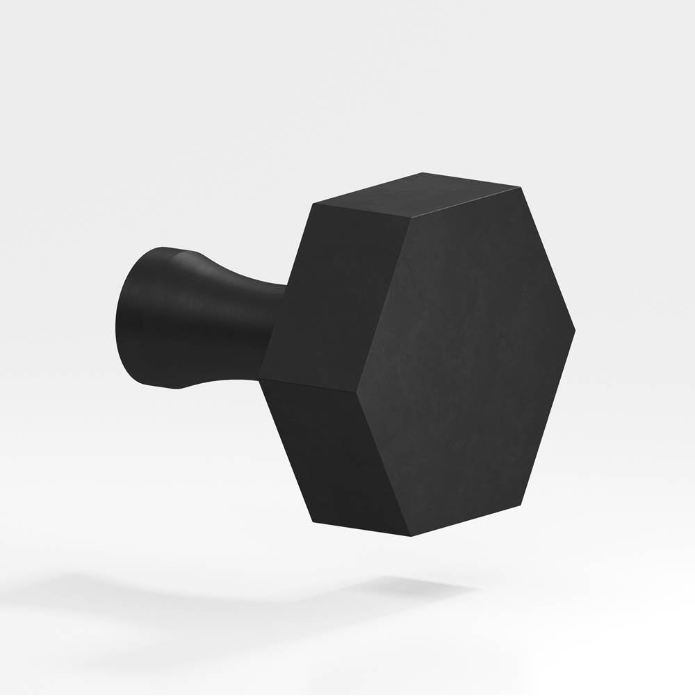 Colonial Bronze - 1'' Hexagonal Cabinet Knob with flared post hand finished in Matte Satin Black - Matte Satin Black