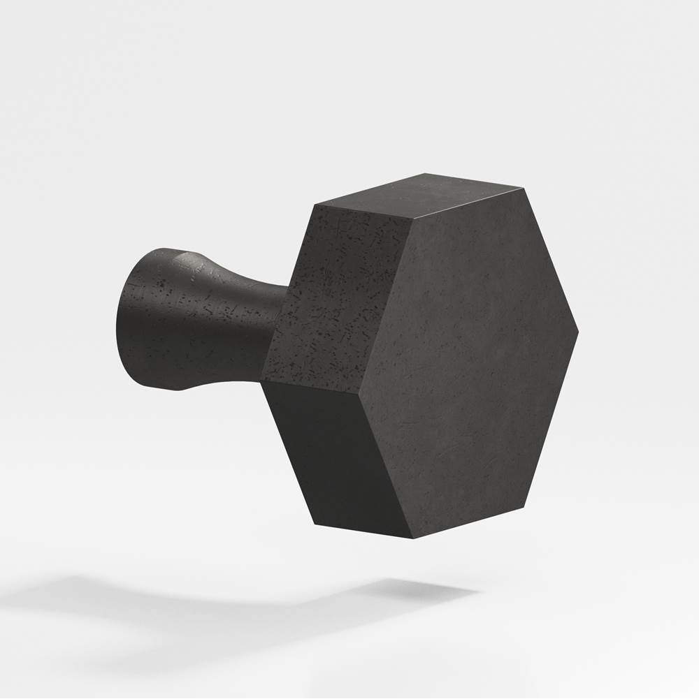 Colonial Bronze - 1'' Hexagonal Cabinet Knob with flared post hand finished in Distressed Satin Black - Distressed Satin Black