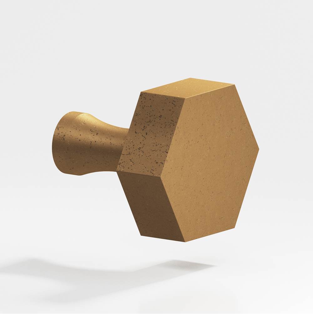 Colonial Bronze - 1.5'' Hexagonal Cabinet Knob with flared post hand finished in Distressed Light Statuary Bronze - Distressed Light Statuary Bronze