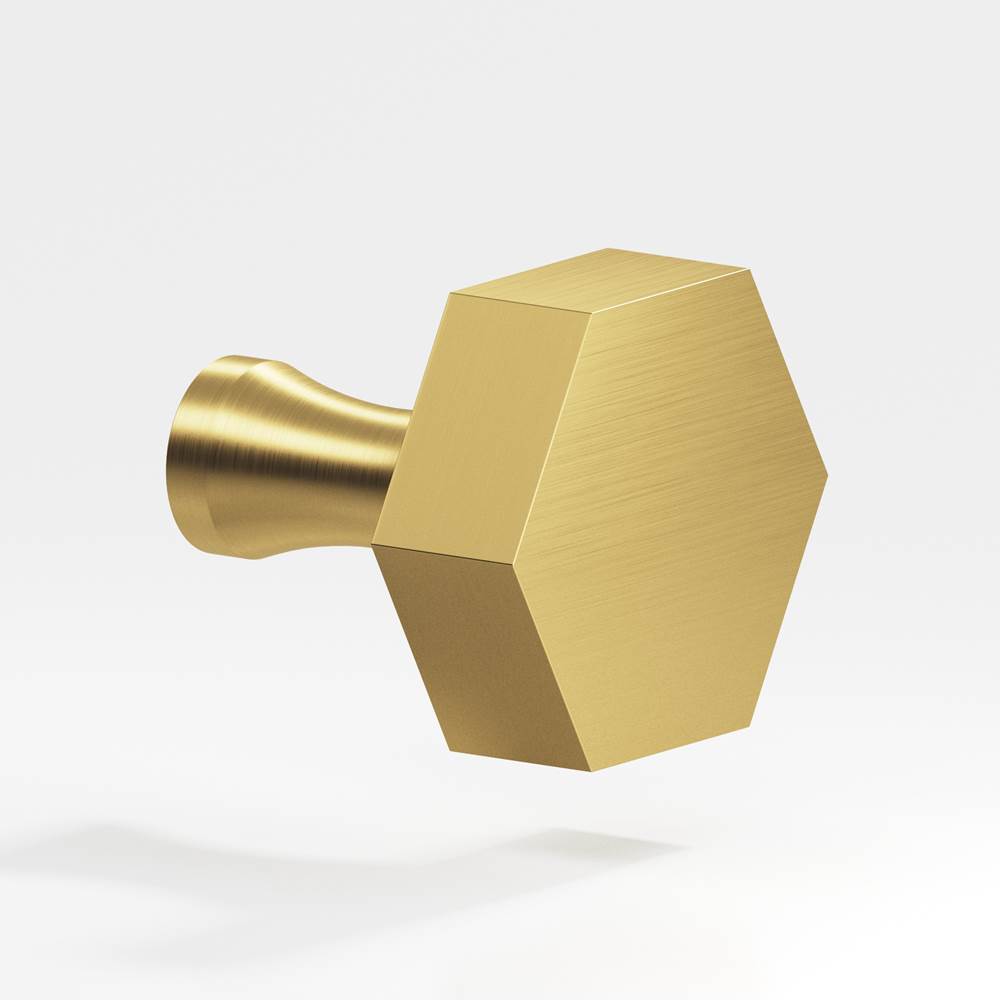 Colonial Bronze - 1.5'' Hexagonal Cabinet Knob with flared post hand finished in Satin Brass - Satin Brass