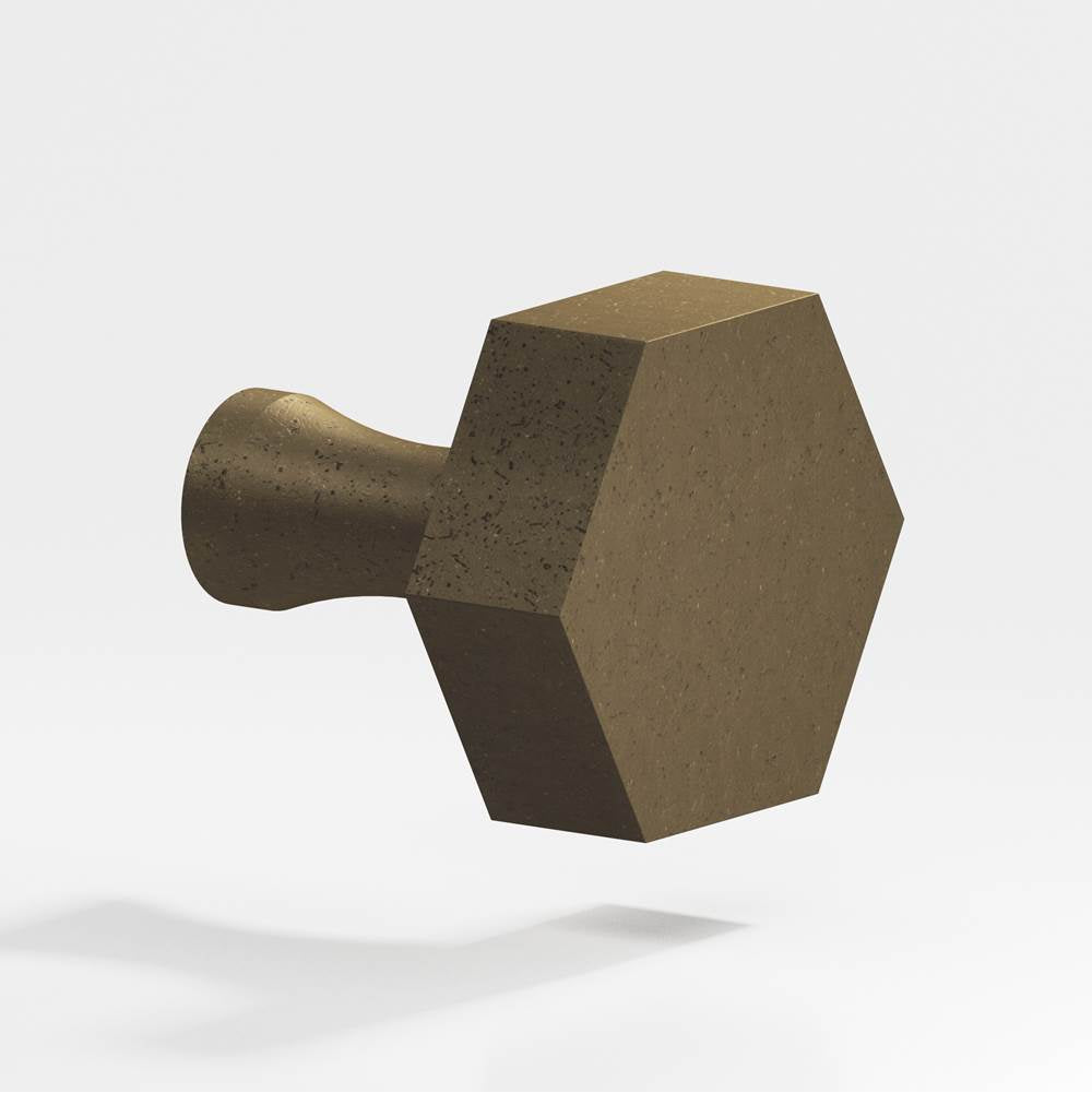 Colonial Bronze - 1.25'' Hexagonal Cabinet Knob with flared post hand finished in Distressed Oil Rubbed Bronze - Distressed Oil Rubbed Bronze
