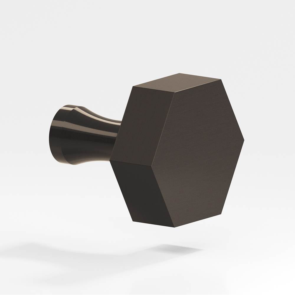 Colonial Bronze - 1.25'' Hexagonal Cabinet Knob with flared post hand finished in Dark Statuary Bronze - Dark Statuary Bronze