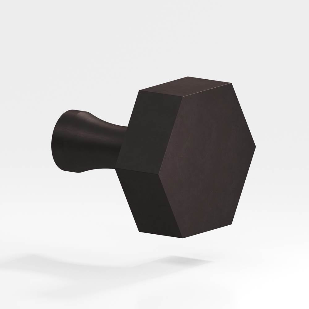Colonial Bronze - 1'' Hexagonal Cabinet Knob with flared post hand finished in Matte Dark Statuary Bronze - Matte Dark Statuary Bronze