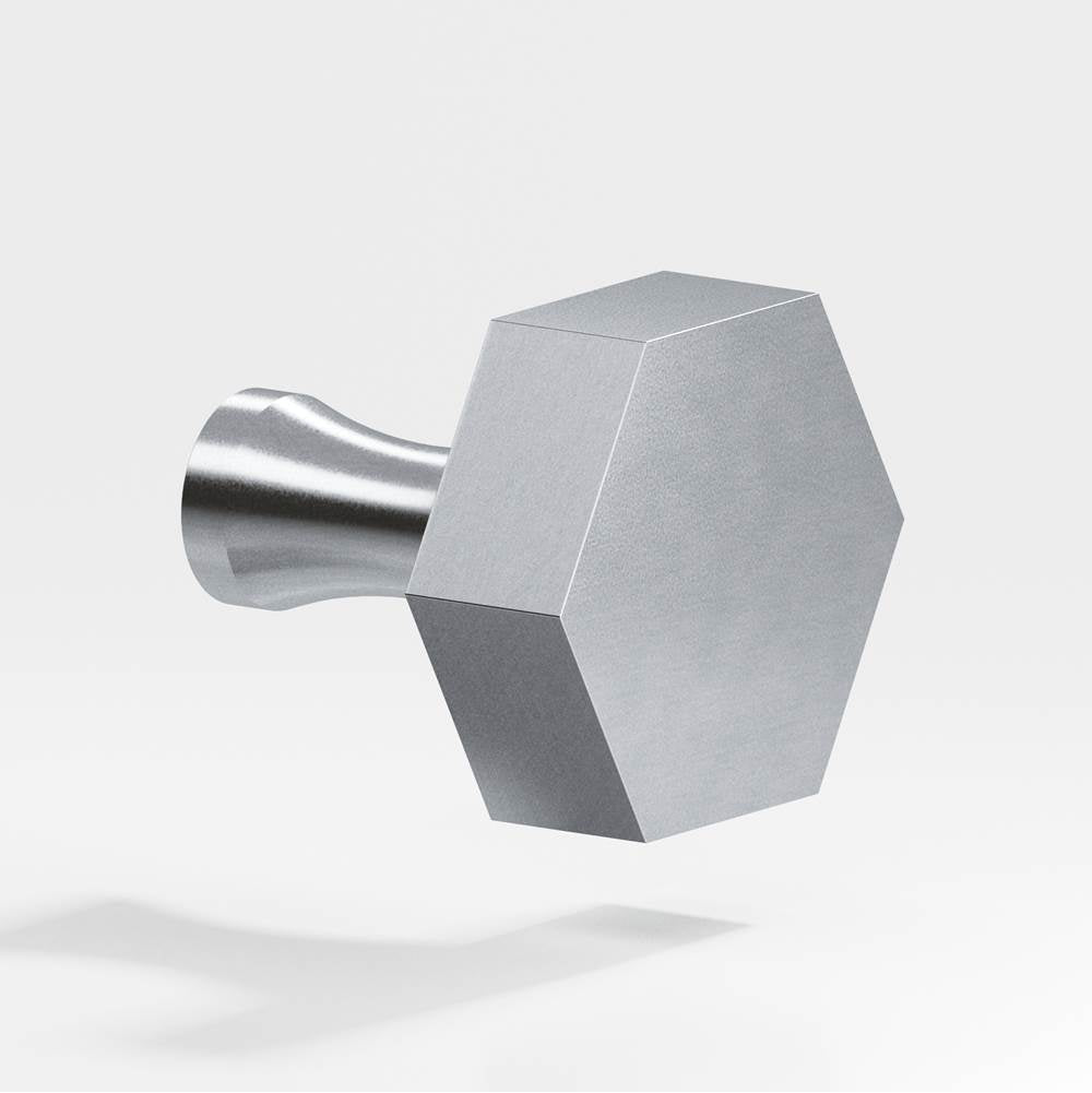 Colonial Bronze - 1'' Hexagonal Cabinet Knob with flared post hand finished in Satin Chrome - Satin Chrome