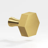 Colonial Bronze - 1.5'' Hexagonal Cabinet Knob with flared post hand finished in Unlacquered Satin Brass - Unlacquered Satin Brass