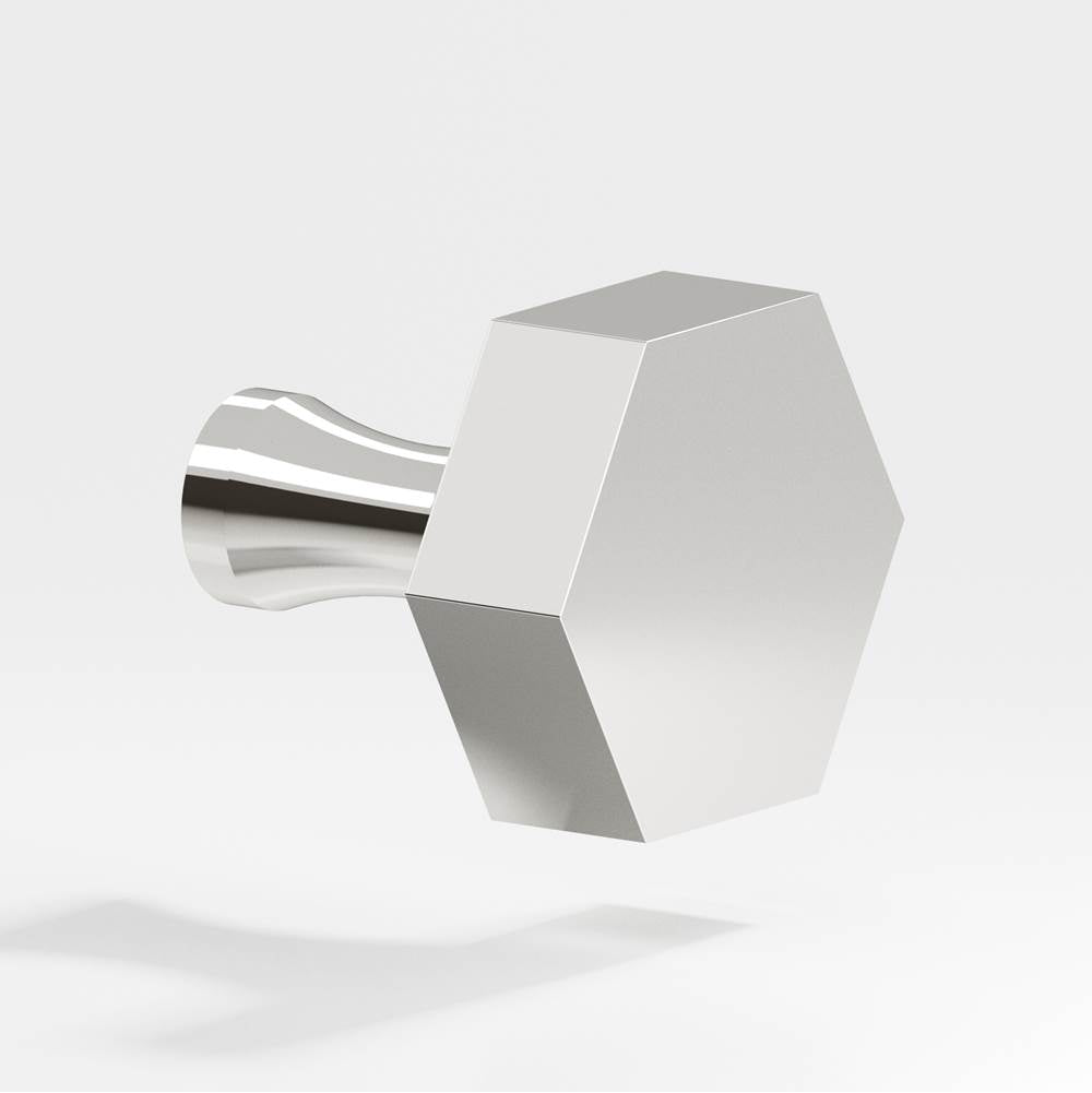 Colonial Bronze - 1.25'' Hexagonal Cabinet Knob with flared post hand finished in Polished Nickel - Polished Nickel