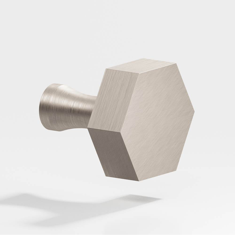 Colonial Bronze - 1.25'' Hexagonal Cabinet Knob with flared post hand finished in Matte Satin Nickel - Matte Satin Nickel