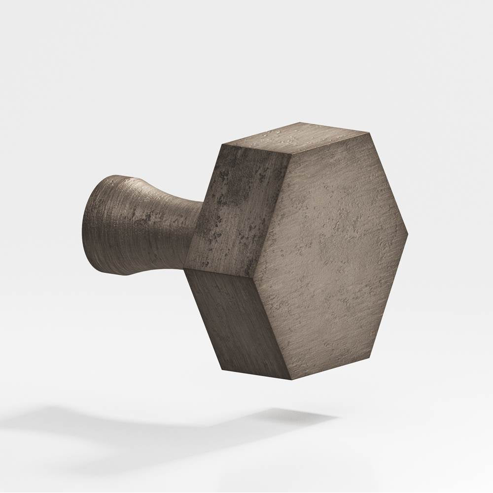 Colonial Bronze - 1.5'' Hexagonal Cabinet Knob with flared post hand finished in Distressed Pewter - Distressed Pewter