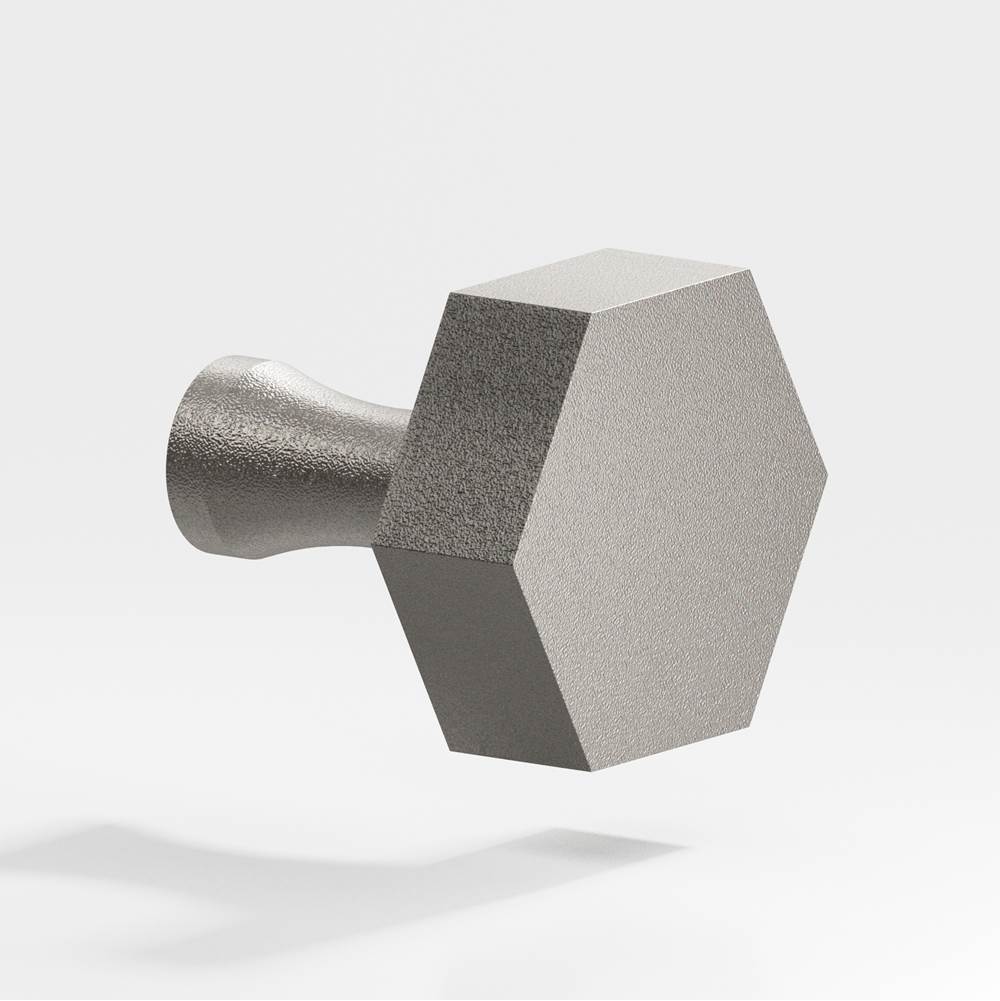 Colonial Bronze - 1'' Hexagonal Cabinet Knob with flared post hand finished in Frost Nickel - Frost Nickel