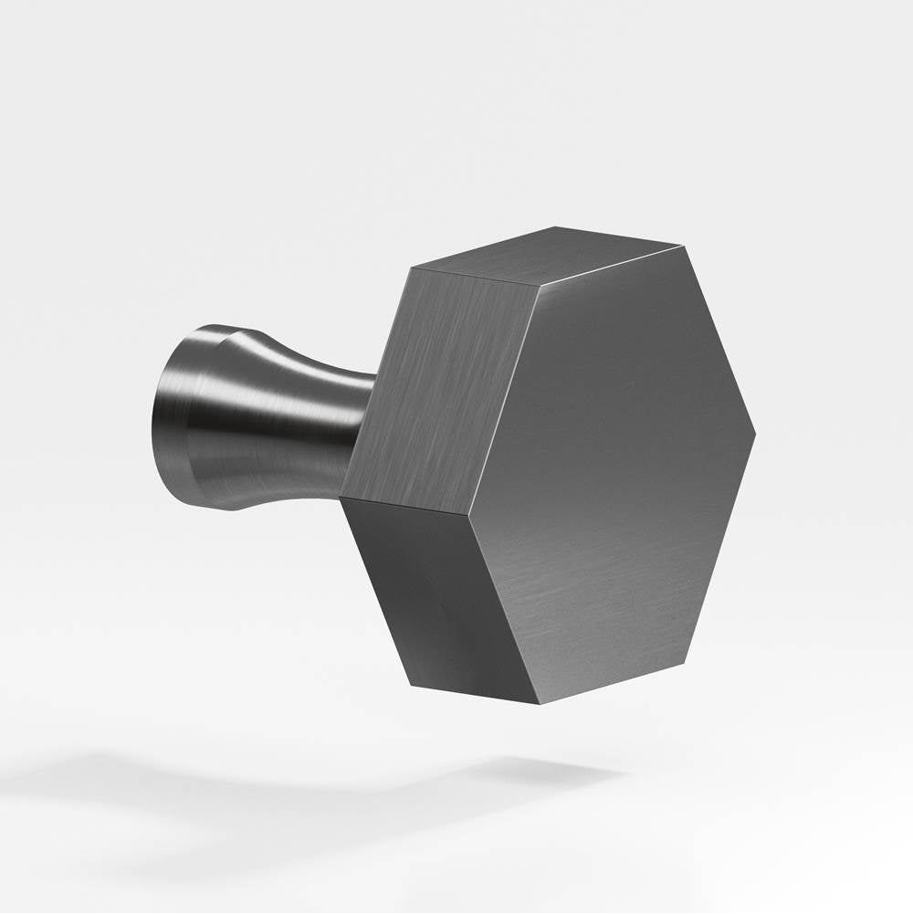 Colonial Bronze - 1'' Hexagonal Cabinet Knob with flared post hand finished in Graphite - Graphite