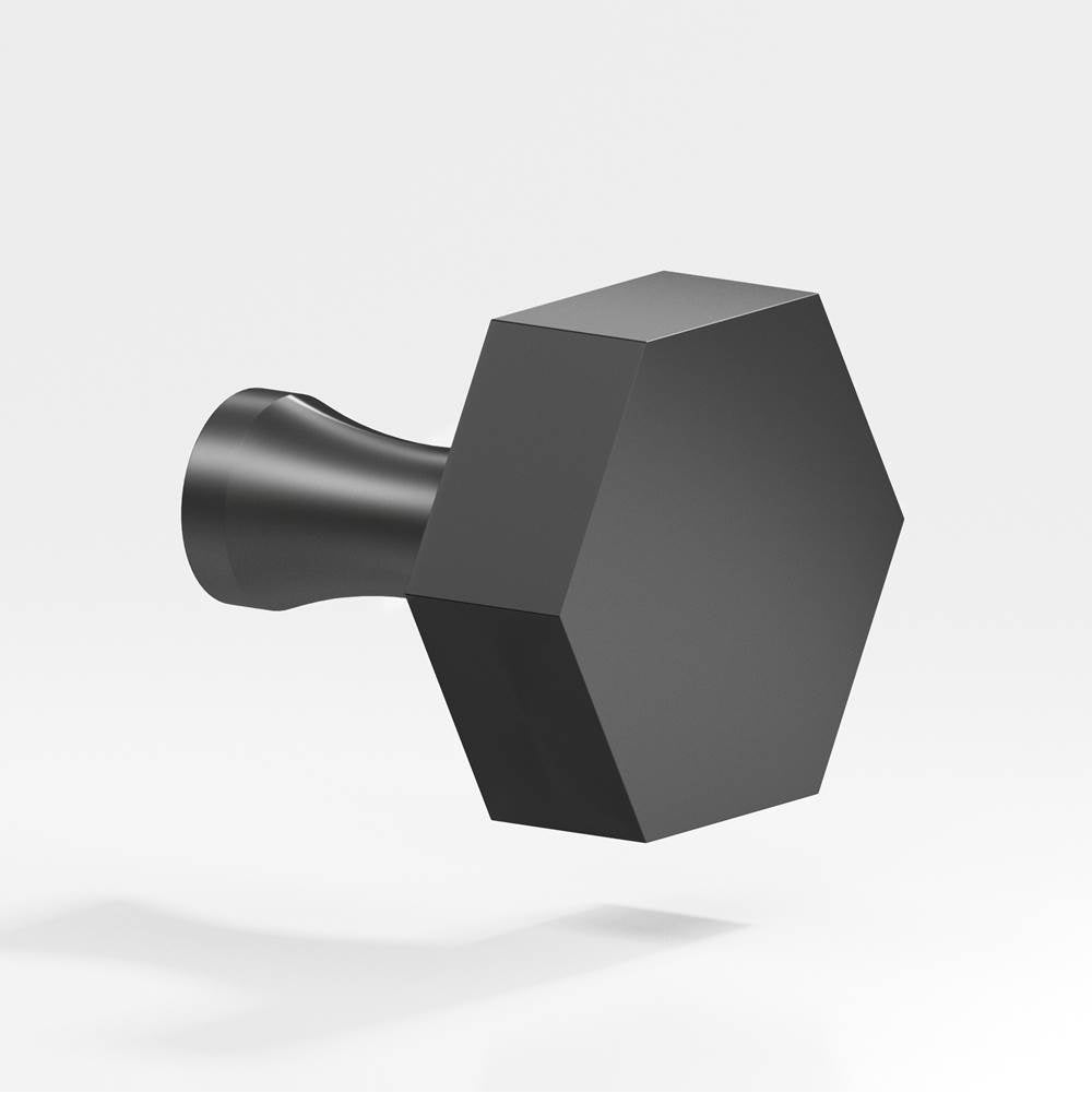 Colonial Bronze - 1'' Hexagonal Cabinet Knob with flared post hand finished in Matte Graphite - Matte Graphite