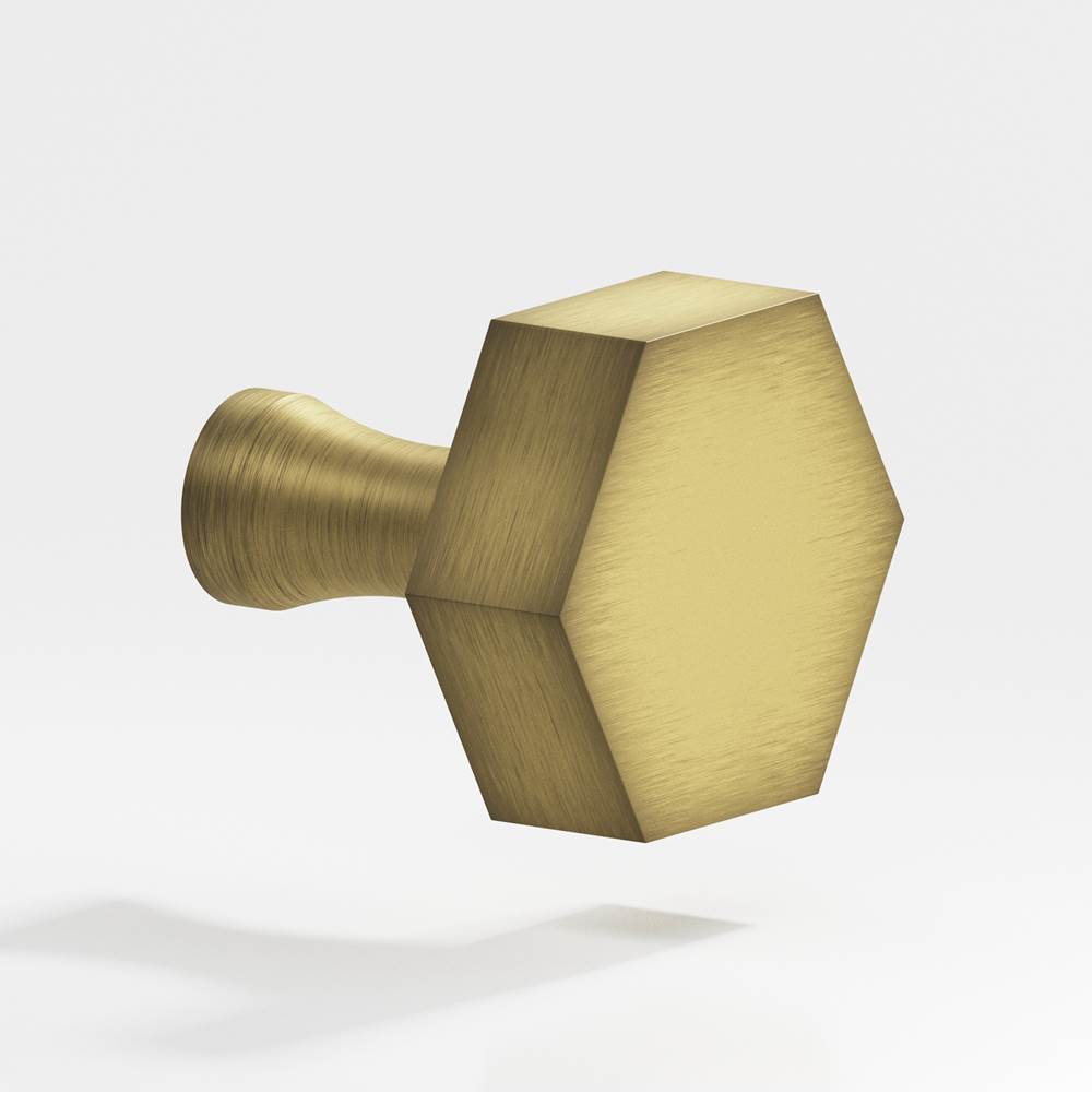 Colonial Bronze - 1.5'' Hexagonal Cabinet Knob with flared post hand finished in Matte Antique Satin Brass - Matte Antique Satin Brass
