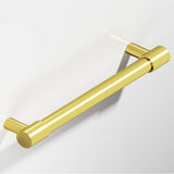 Colonial Bronze - 6'' center-to-center, 7'' overall, 0.5'' diameter Round Cabinet Pull, Door Pull with turned-down bar and straight posts hand finished in French Gold and French Gold - French Gold,French Gold