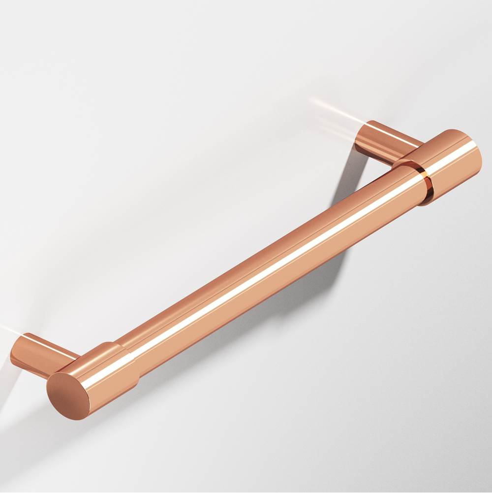 Colonial Bronze - 4'' center-to-center, 5'' overall, 0.625'' diameter Round Appliance Pull, Door Pull, Shower Door Pull with turned-down bar and straight posts hand finished in Polished Copper and Polished Copper - Polished Copper,Polished Copper