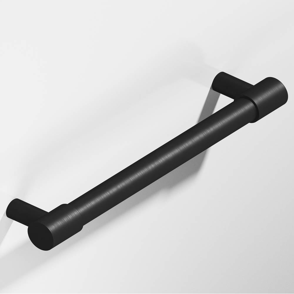 Colonial Bronze - 0.5'' diameter custom length Round Pull with turned-down bar and straight posts hand finished in Matte Satin Black and Matte Satin Black - Matte Satin Black,Matte Satin Black