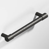 Colonial Bronze - 6'' center-to-center, 7'' overall, 0.5'' diameter Round Cabinet Pull, Door Pull with turned-down bar and straight posts hand finished in Distressed Satin Black and Distressed Satin Black - Distressed Satin Black,Distressed Satin Black