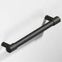 Colonial Bronze - 8'' center-to-center, 9'' overall, 0.5'' diameter Round Cabinet Pull, Door Pull with turned-down bar and straight posts hand finished in Frost Black  and Frost Black - Frost Black,Frost Black