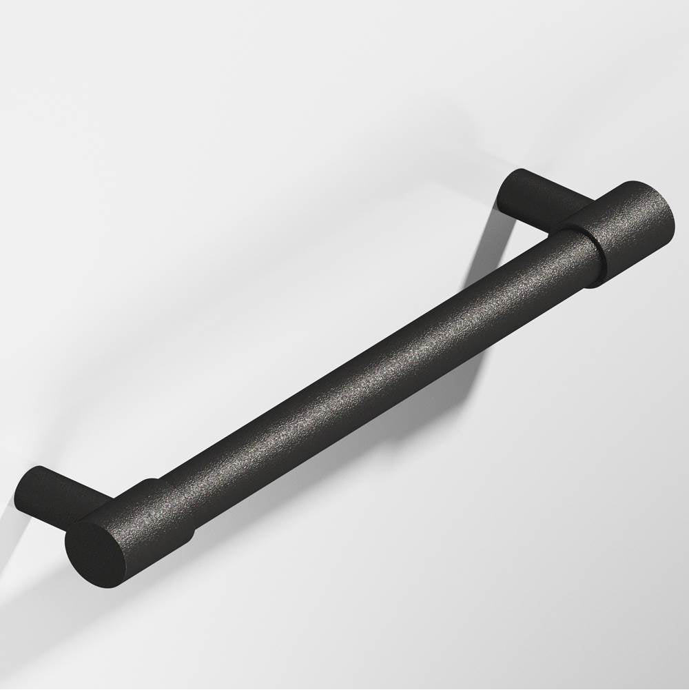 Colonial Bronze - 6'' center-to-center, 7'' overall, 0.625'' diameter Round Appliance Pull, Door Pull, Shower Door Pull with turned-down bar and straight posts hand finished in Frost Black  and Frost Black - Frost Black,Frost Black