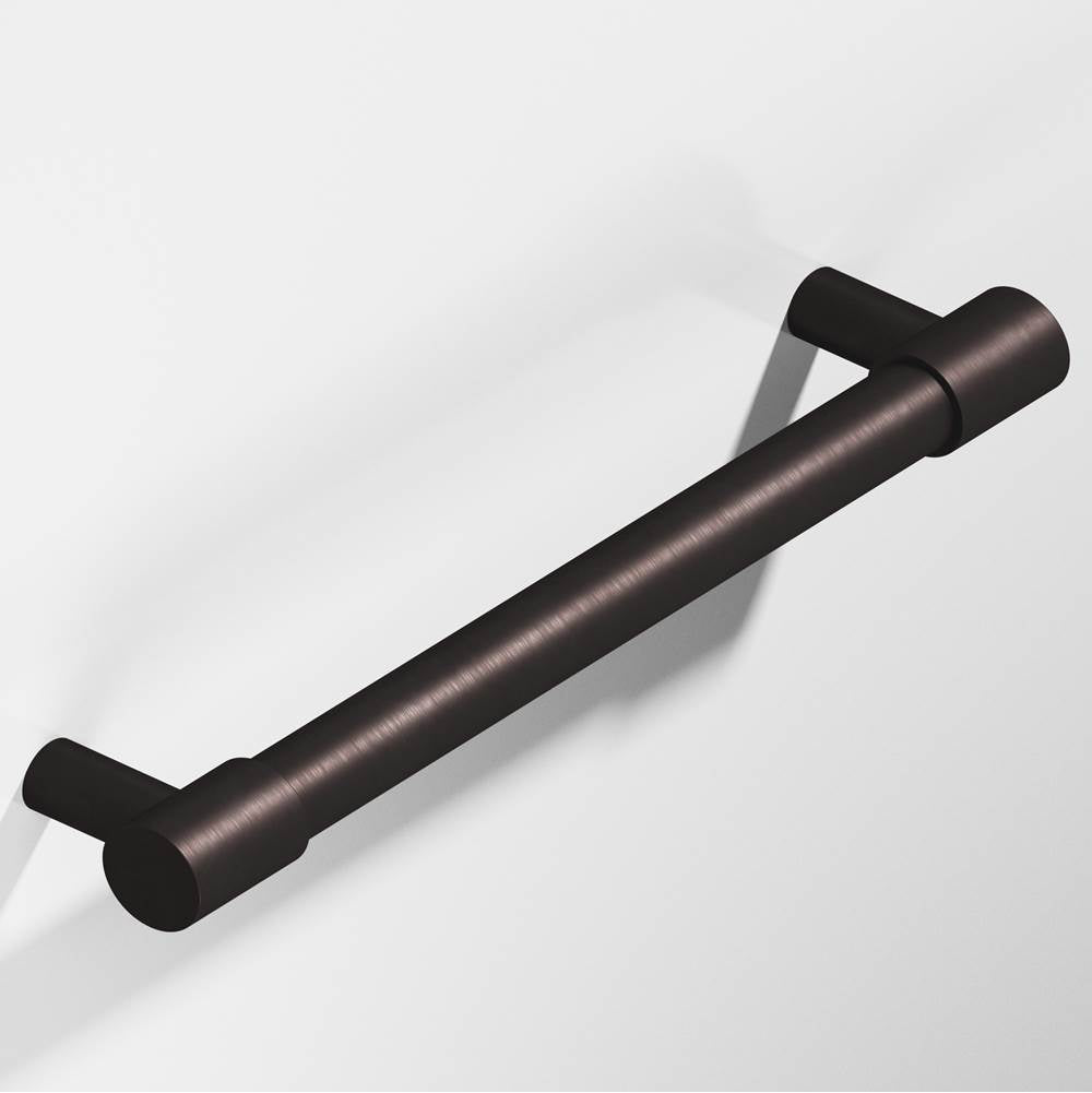 Colonial Bronze - 0.625'' diameter custom length Round Pull with turned-down bar and straight posts hand finished in Matte Dark Statuary Bronze and Matte Dark Statuary Bronze - Matte Dark Statuary Bronze,Matte Dark Statuary Bronze