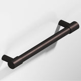 Colonial Bronze - 0.625'' diameter custom length Round Pull with turned-down bar and straight posts hand finished in Matte Dark Statuary Bronze and Matte Dark Statuary Bronze - Matte Dark Statuary Bronze,Matte Dark Statuary Bronze