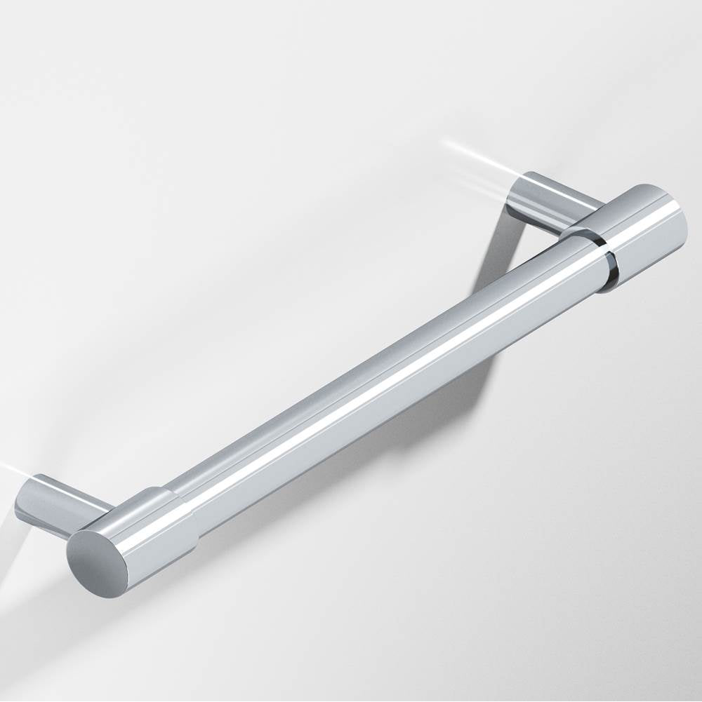 Colonial Bronze - 0.625'' diameter custom length Round Pull with turned-down bar and straight posts hand finished in Polished Chrome and Polished Chrome - Polished Chrome,Polished Chrome