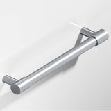 Colonial Bronze - 6'' center-to-center, 7'' overall, 0.5'' diameter Round Cabinet Pull, Door Pull with turned-down bar and straight posts hand finished in Satin Chrome and Satin Chrome - Satin Chrome,Satin Chrome