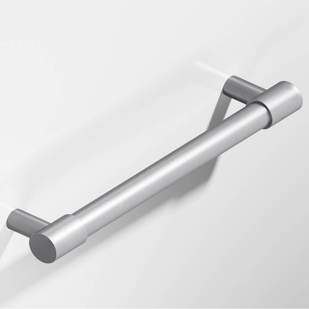 Colonial Bronze - 0.5'' diameter custom length Round Pull with turned-down bar and straight posts hand finished in Matte Satin Chrome and Matte Satin Chrome - Matte Satin Chrome,Matte Satin Chrome