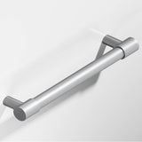Colonial Bronze - 0.5'' diameter custom length Round Pull with turned-down bar and straight posts hand finished in Matte Satin Chrome and Matte Satin Chrome - Matte Satin Chrome,Matte Satin Chrome
