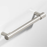 Colonial Bronze - 0.5'' diameter custom length Round Pull with turned-down bar and straight posts hand finished in Satin Nickel and Satin Nickel - Satin Nickel,Satin Nickel