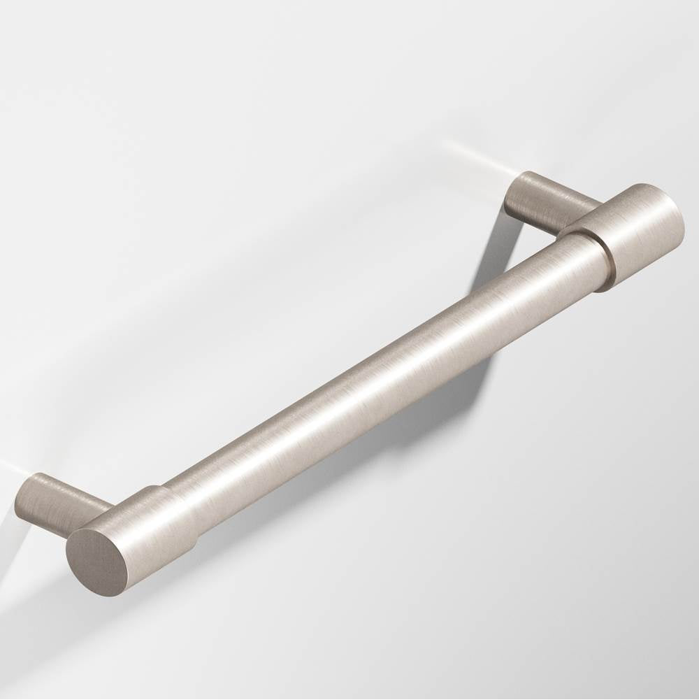 Colonial Bronze - 0.625'' diameter custom length Round Pull with turned-down bar and straight posts hand finished in Matte Satin Nickel and Matte Satin Nickel - Matte Satin Nickel,Matte Satin Nickel