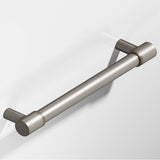 Colonial Bronze - 5'' center-to-center, 6'' overall, 0.5'' diameter Round Cabinet Pull with turned-down bar and straight posts hand finished in Pewter and Pewter - Pewter,Pewter