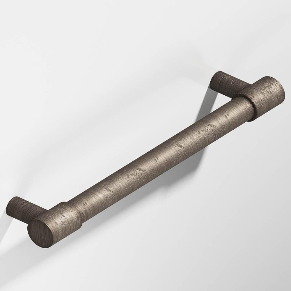 Colonial Bronze - 5'' center-to-center, 6'' overall, 0.625'' diameter Round Appliance Pull, Door Pull, Shower Door Pull with turned-down bar and straight posts hand finished in Distressed Pewter and Distressed Pewter - Distressed Pewter,Distressed Pewter
