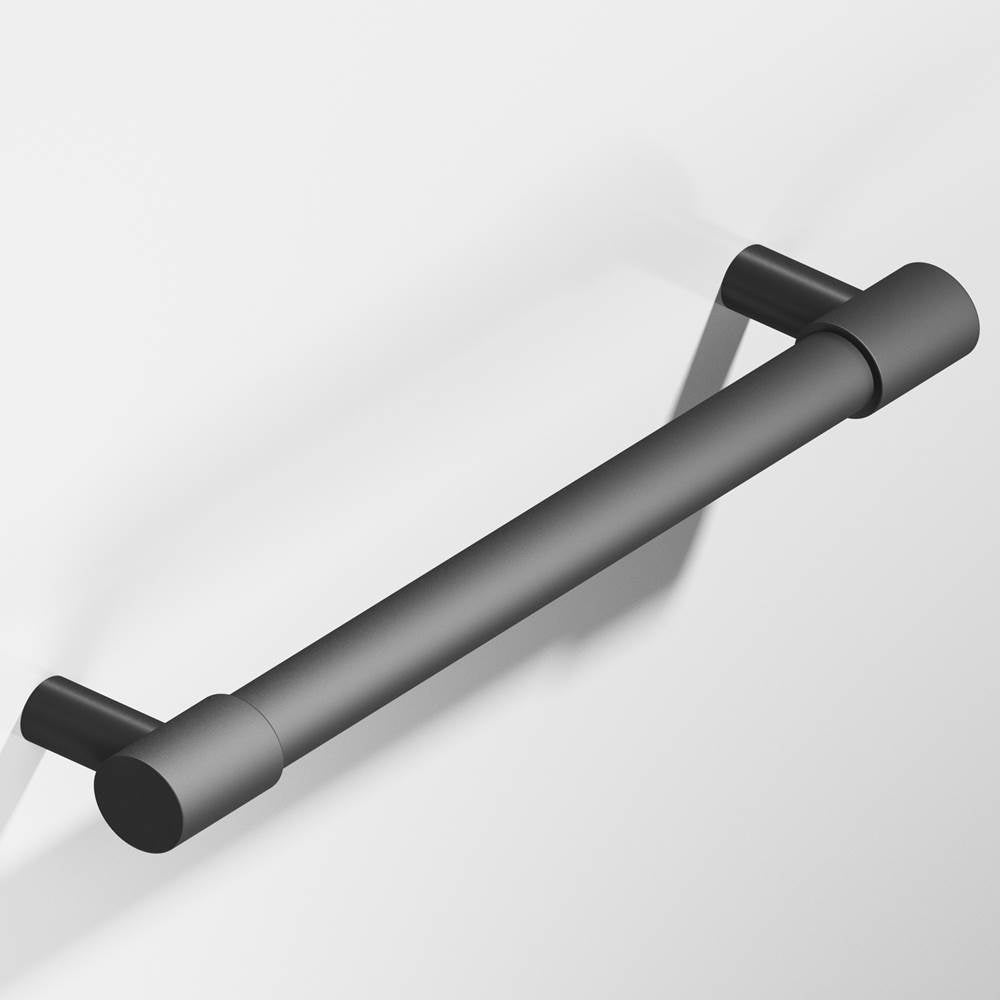 Colonial Bronze - 12'' center-to-center, 14'' overall, 0.875'' diameter Round Appliance Pull, Door Pull, Shower Door Pull with turned-down bar and straight posts hand finished in Matte Graphite and Matte Graphite - Matte Graphite,Matte Graphite